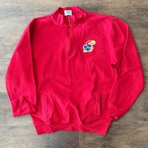 Red Quarter-Zip Sweatshirt with Logo